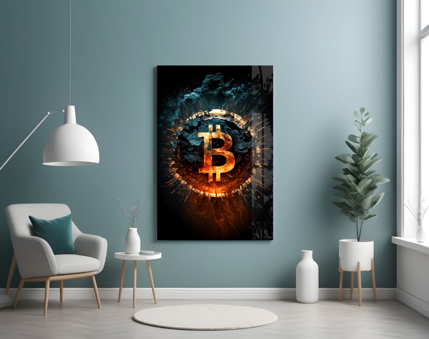 Bitcoin Glass Wall Art