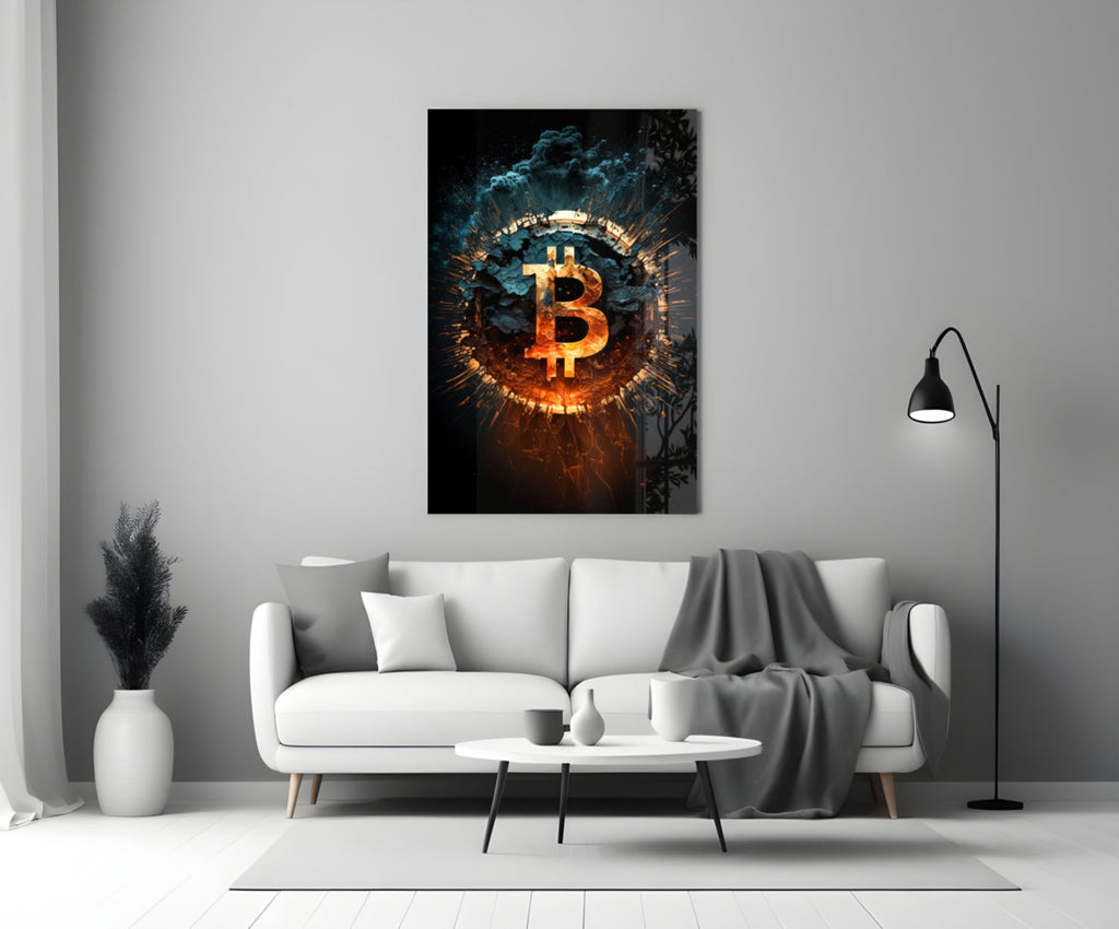 Bitcoin Glass Wall Art