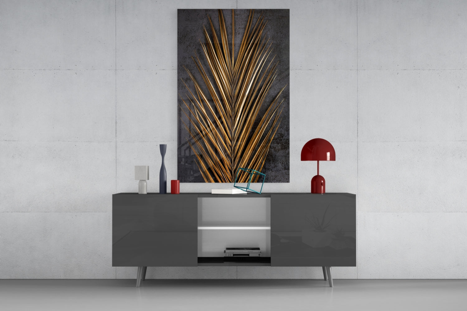 Areca Bunch Glass Wall Art