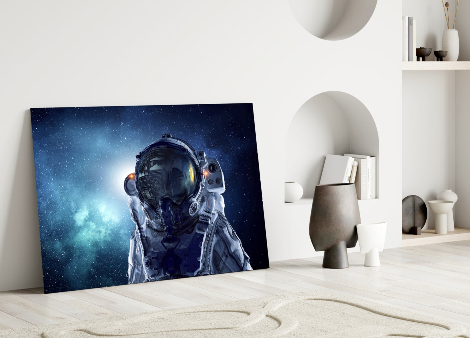Astronaut In Space Glass Wall Art