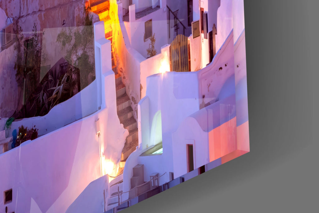 Santorini Glass Wall Art